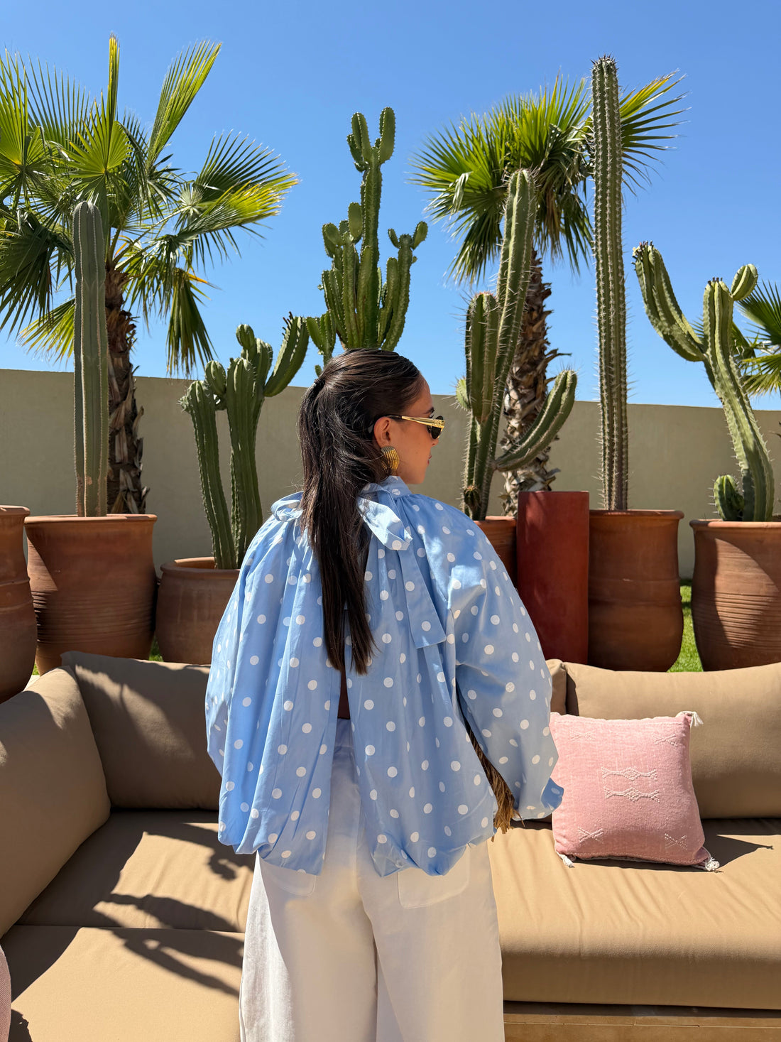 Blouse CHANA bleue à pois (D7770)