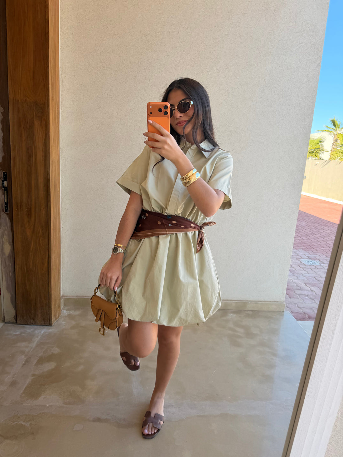 Robe courte ballon beige (SW725)