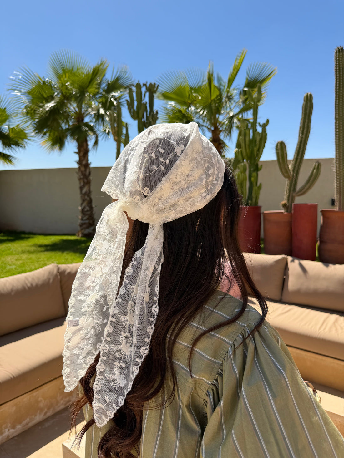 Foulard 2 dentelle blanc