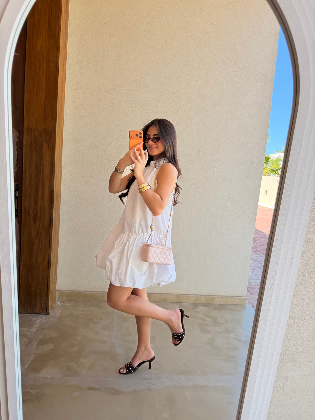 Robe courte ballon blanche (79486)