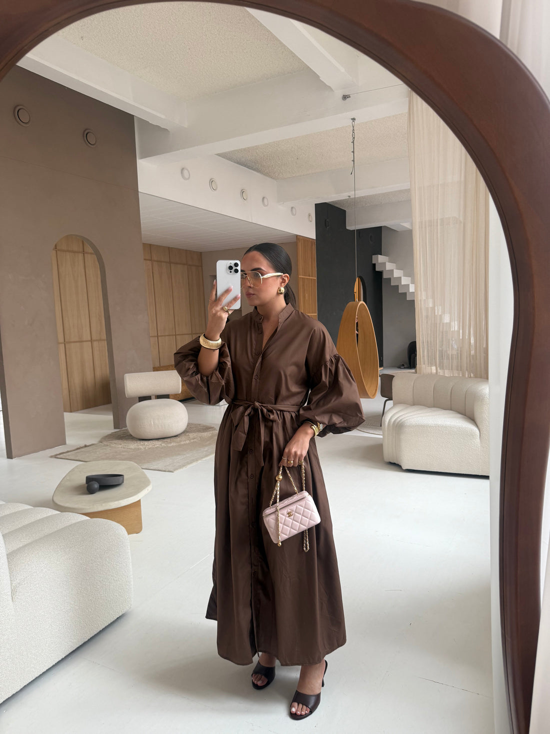 Robe longue choco manche bouffante (SC208)