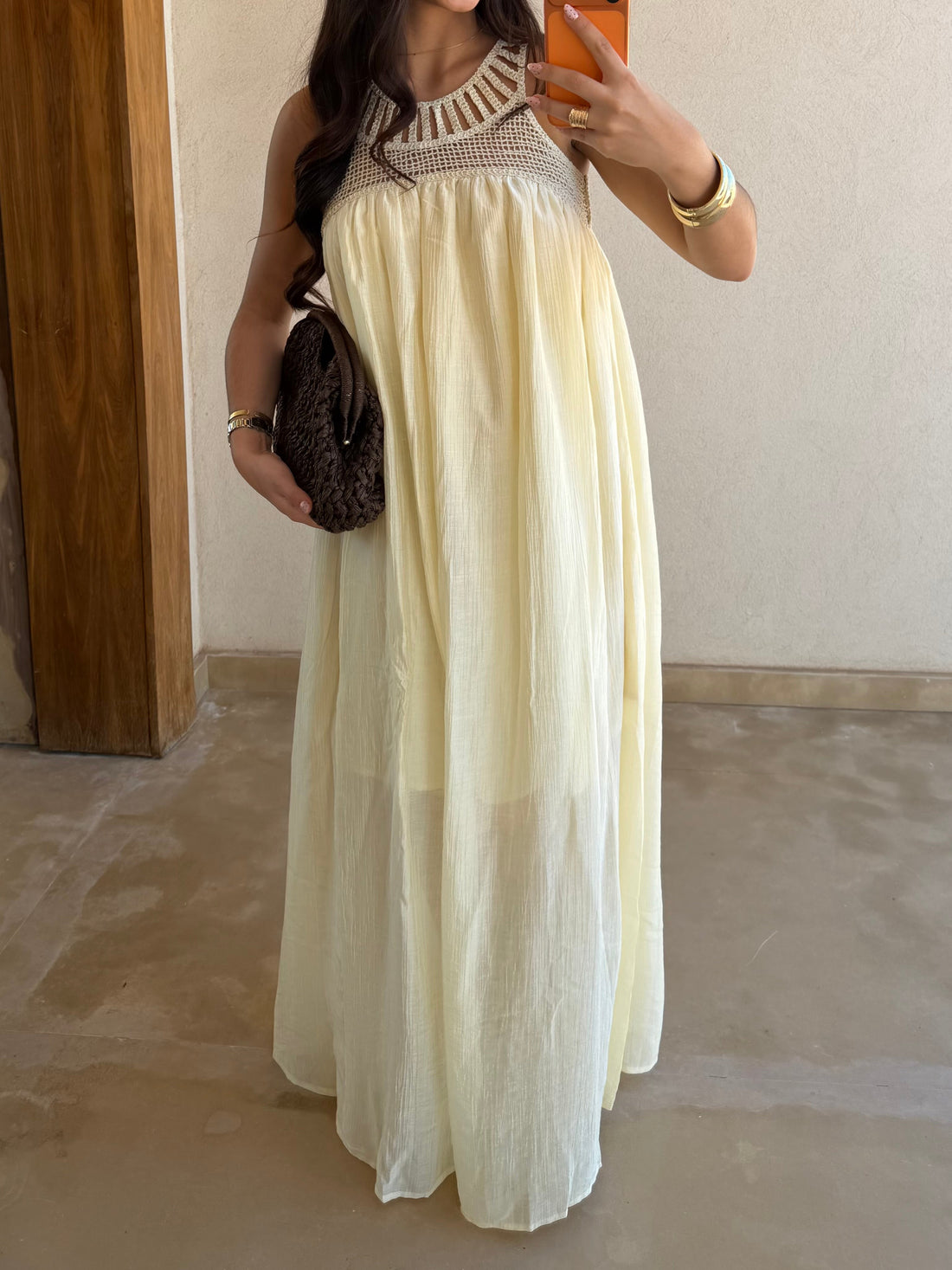 Robe brodé BILI crème (79444)