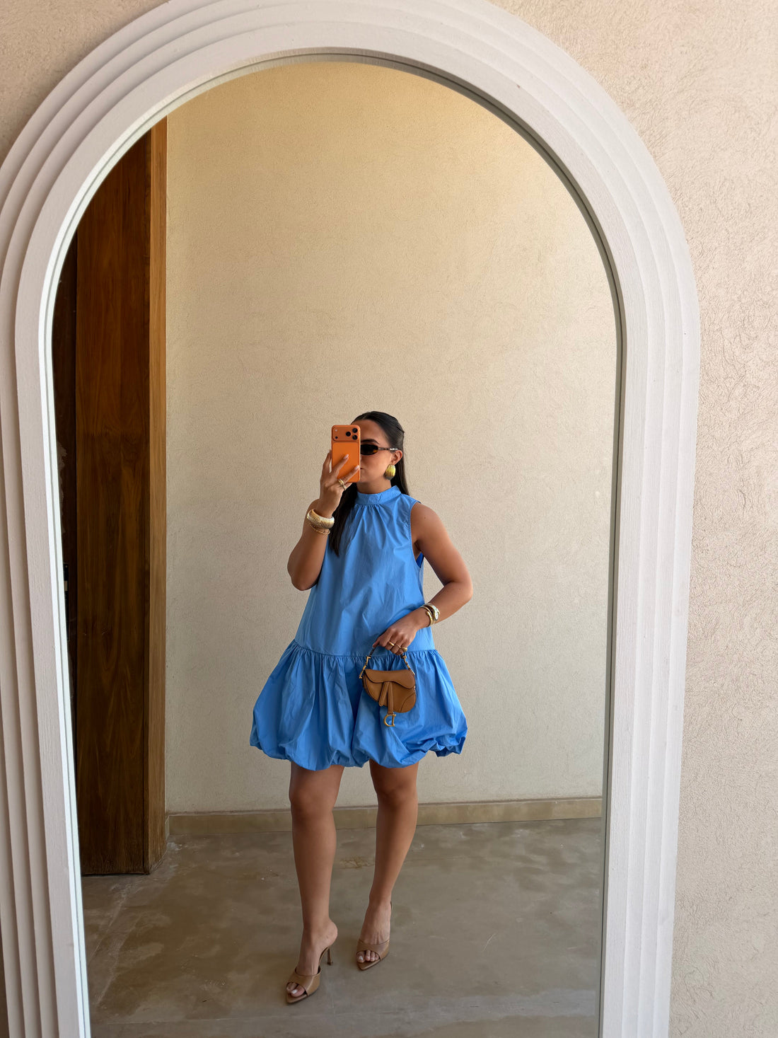 Robe courte ballon bleue (79486)