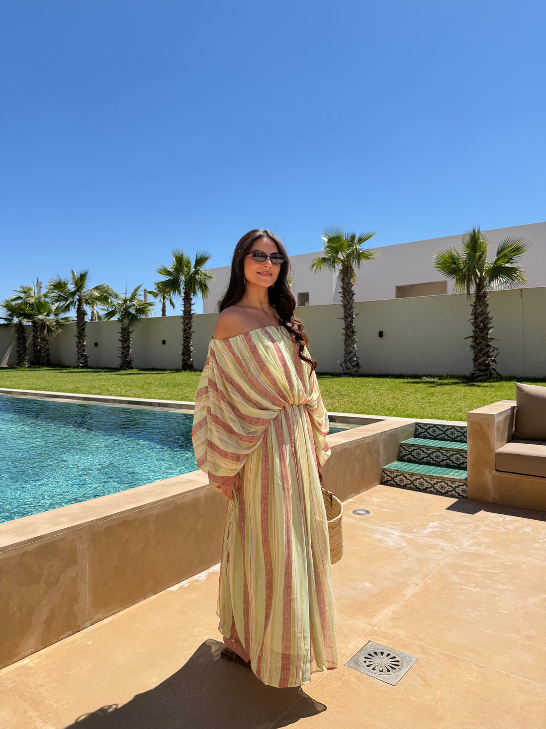 Robe SHAKIRA rayures marron verte