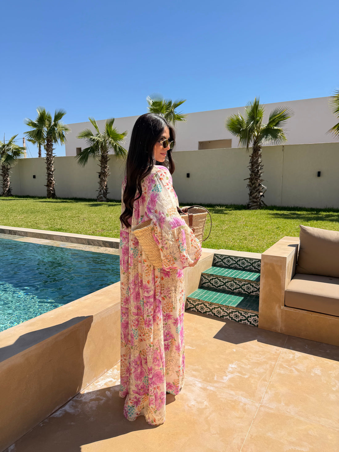 Robe fleurie rose (8992)